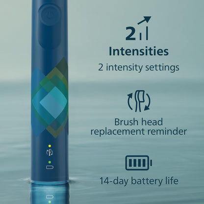 Philips Sonicare 4100 Electric Toothbrush, Sonic Toothbrush with Two Intensity Levels, Pressure Sensor and Timer, Malibu Prismatic, Model HX3689/22