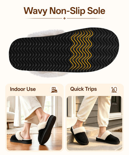 Litfun Fuzzy Memory Foam Slippers for Women Indoor Outdoor House Shoes 🍁 All In One Marketplace Canada