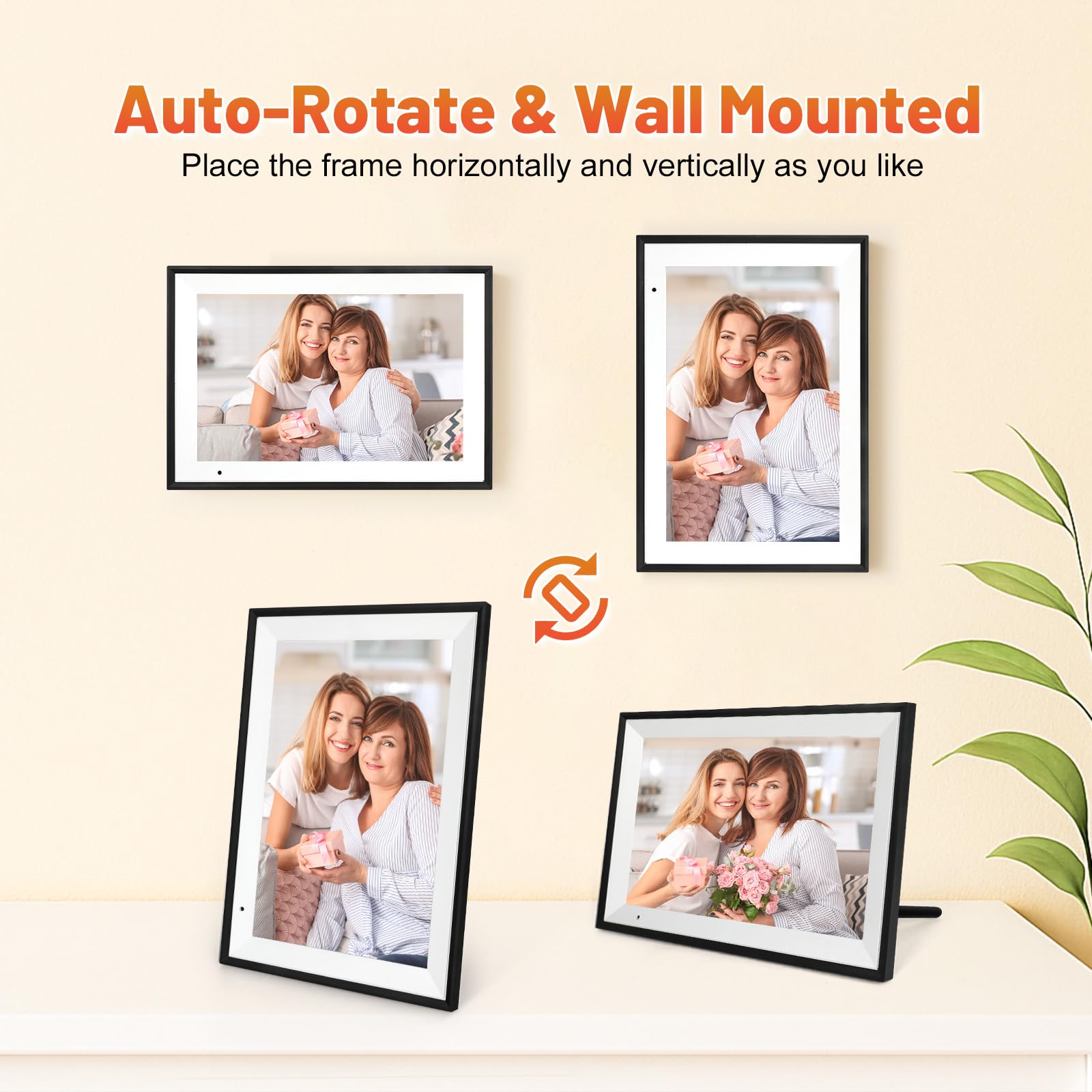 Anna Bella Digital Photo Frame 10.1 Inch with 1280x800 HD IPS Touch Screen, 32GB WiFi Digital Picture Frame with App Sharing, Auto-Rotate Photo Frame with Sleep Mode, Gift for Parents, Friends - Available at All In One Marketplace Canada