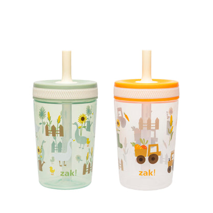 Zak Designs Silly Goose-Harvest Kelso 15oz Leak-Proof Toddler Cups, 2-Pack