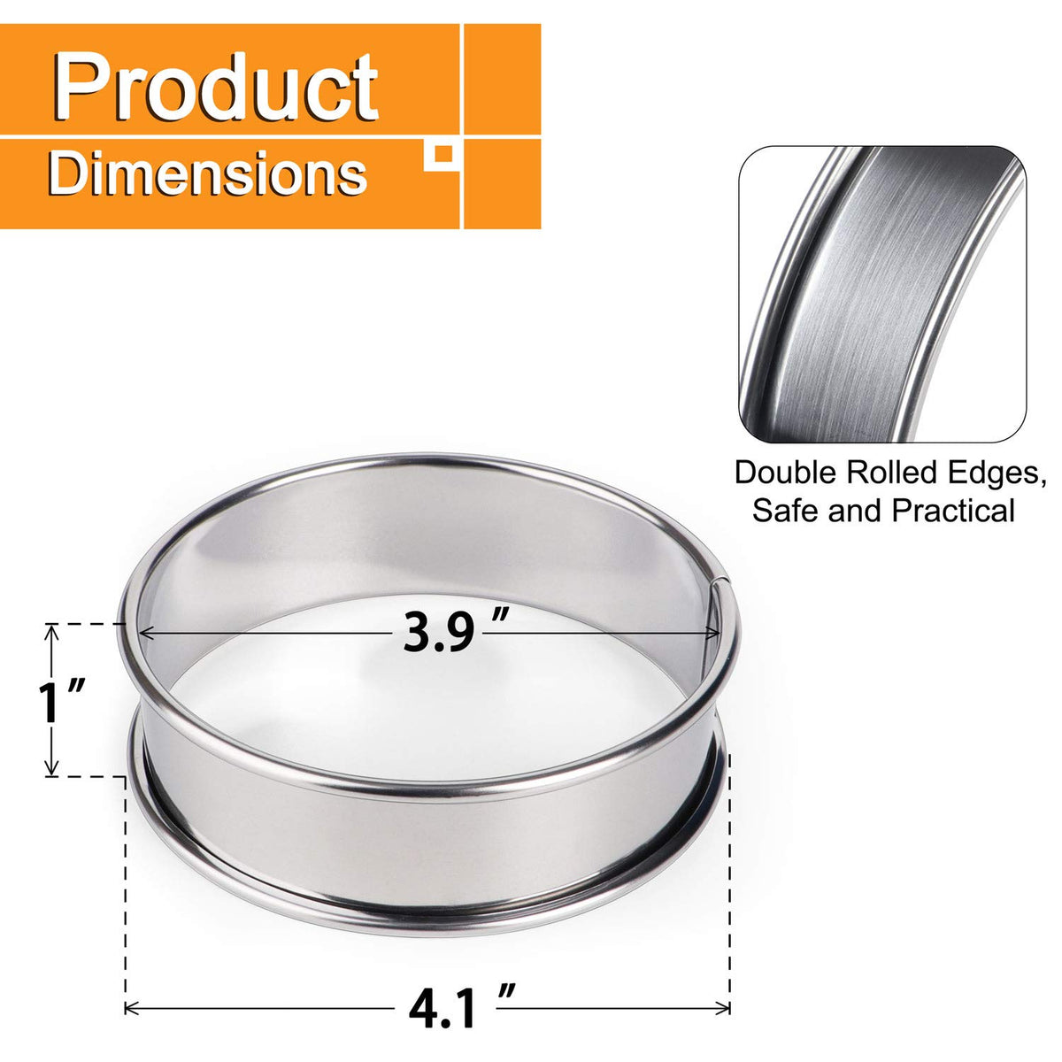 FANGSUN 4 Inch English Muffin Rings, Stainless Steel Crumpet Rings, Tart Rings for Baking, Double Rolled Nonstick Round Cake Ring, Metal Pastry Ring Mold for Dessert Food Making Tool 🍁 All In One Marketplace Canada