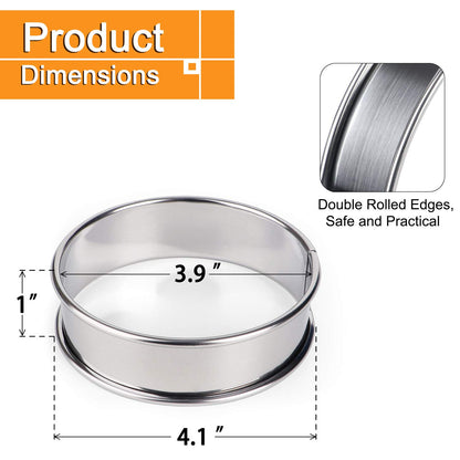 FANGSUN 4 Inch English Muffin Rings, Stainless Steel Crumpet Rings, Tart Rings for Baking, Double Rolled Nonstick Round Cake Ring, Metal Pastry Ring Mold for Dessert Food Making Tool 🍁 All In One Marketplace Canada