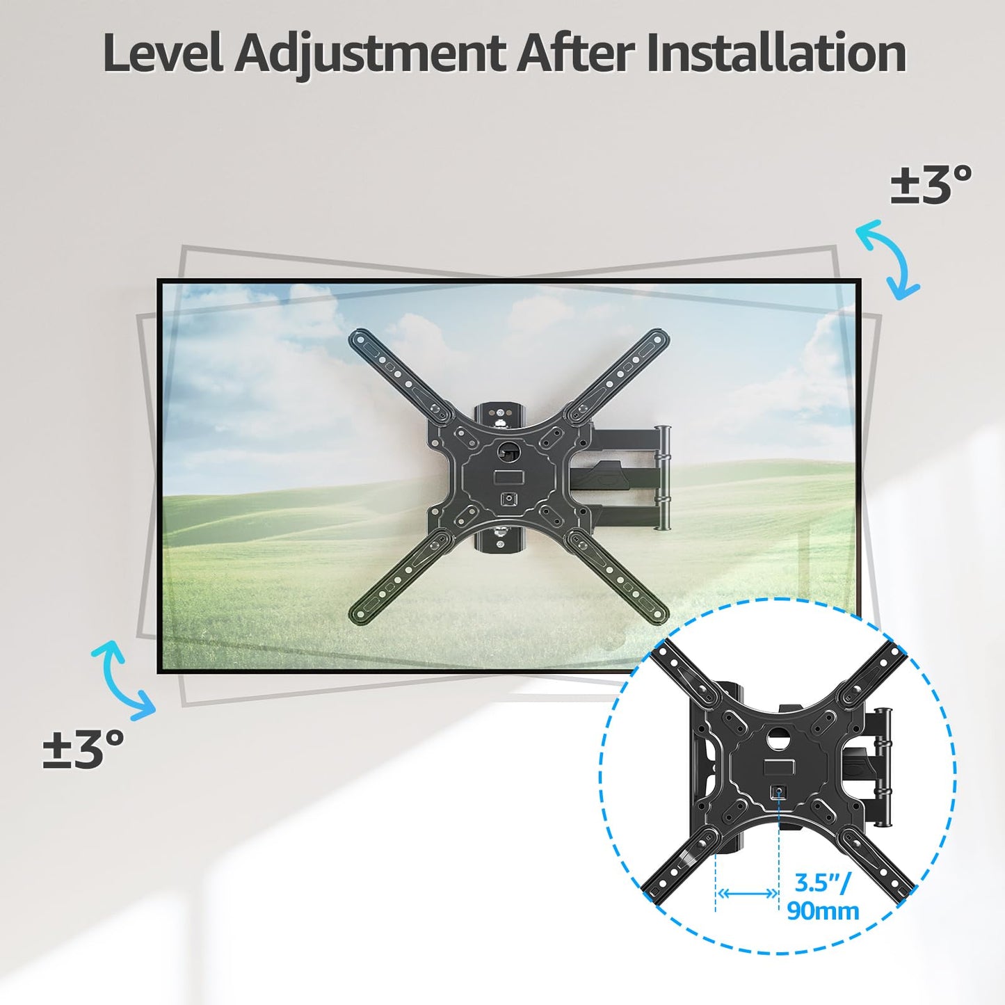 MOUNTUP TV Wall Mounts for Most 26-60 Inches TVs, Full Motion TV Bracket with Swivel and Extension, Articulating Arms, Tilt, Leveling, Single Stud Design, Max VESA 400x400mm up to 77lbs, MU0009