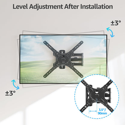 MOUNTUP TV Wall Mounts for Most 26-60 Inches TVs, Full Motion TV Bracket with Swivel and Extension, Articulating Arms, Tilt, Leveling, Single Stud Design, Max VESA 400x400mm up to 77lbs, MU0009