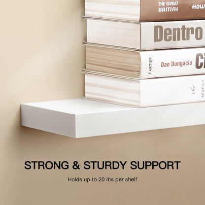 Amada 24 inch L Floating Shelves with Invisible Brackets, Set of 2, White AMADA HOMEFURNISHING