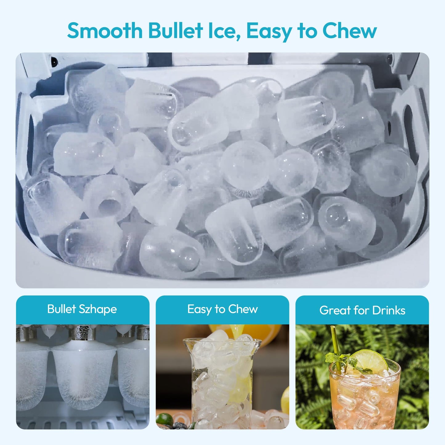 EUHOMY Countertop Ice Maker Machine with Handle, 26lbs Per Day, 9 Ice Cubes Ready in 6 Mins, Auto-Cleaning Portable Ice Maker with Basket and Scoop, for Home/Kitchen/Camping/RV (Silver)
