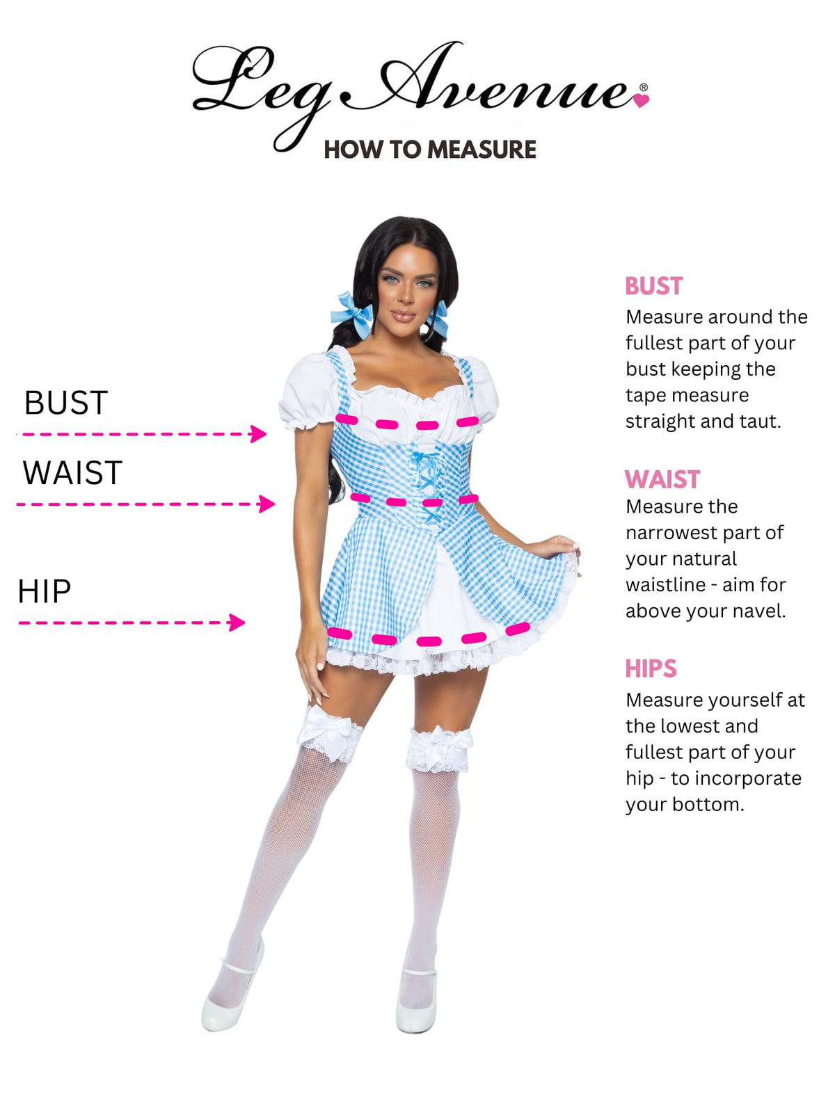 Déguisement d'Halloween pour femme robe vichy Leg Avenue, bleu/blanc, petit