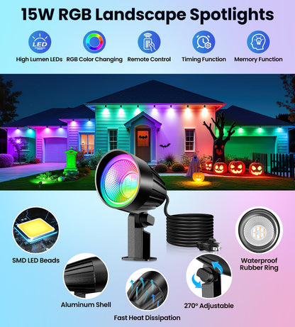 MEIKEE 15W RGBW LED Landscape Lights, Dimmable Landscape Lighting 🍁 All In One Marketplace Canada