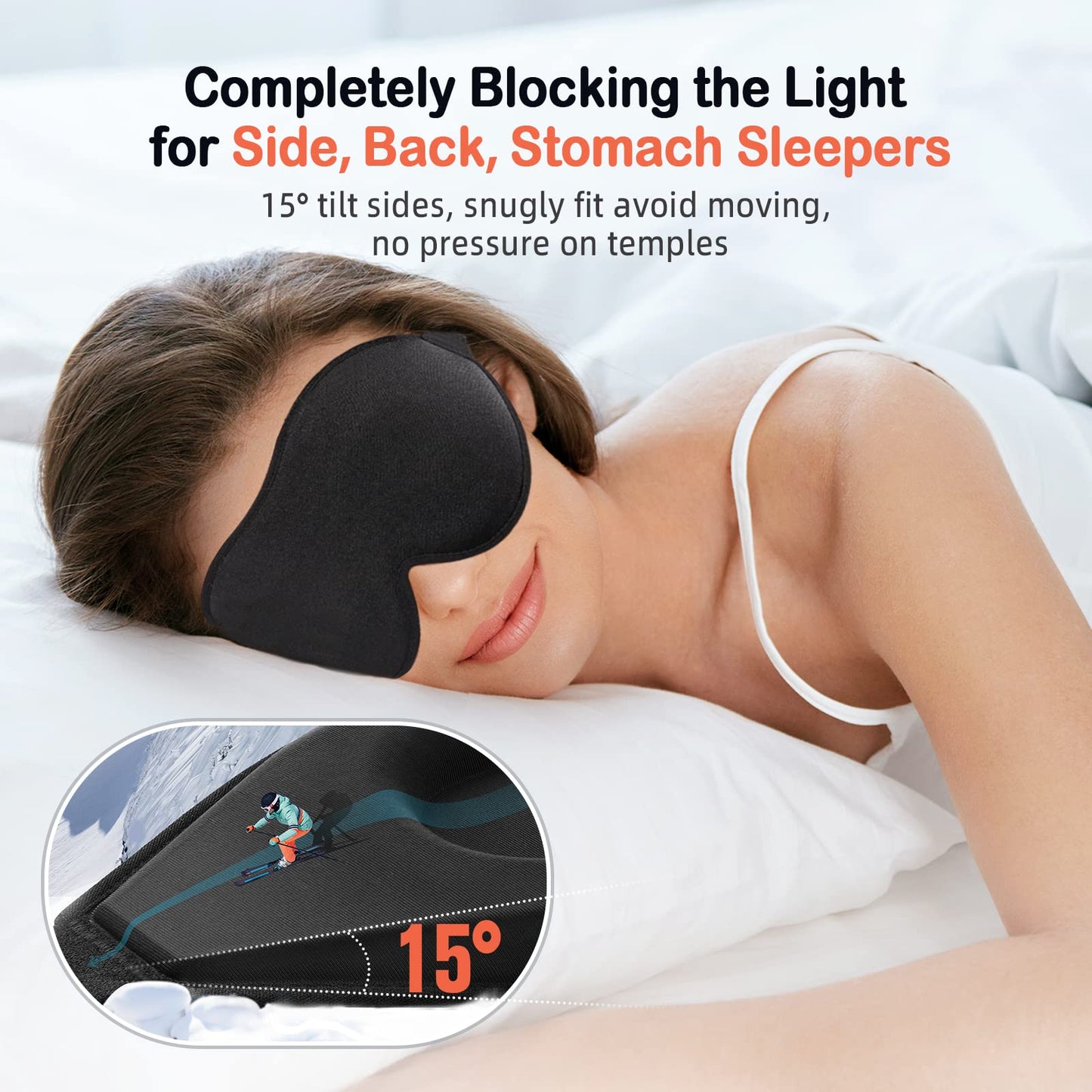 LitBear Sleep Mask for Side Sleeper Women Men, Eye Mask for Sleeping Light Blocking, 3D Contoured Cup Sleeping Mask, Soft Breathable Sleep Eye Mask with Adjustable Elastic Strap for Flight Nap - Available at All In One Marketplace Canada