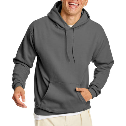 Hanes mens Pullover Ecosmart Hooded athletic sweatshirts, Smoke Gray, Large