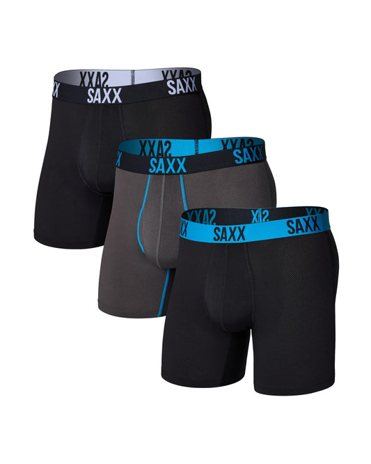 SAXX Underwear Co. Men's Core Performance Mesh Boxer Brief 3-Pack, Black/Graphite/Athletic, Large