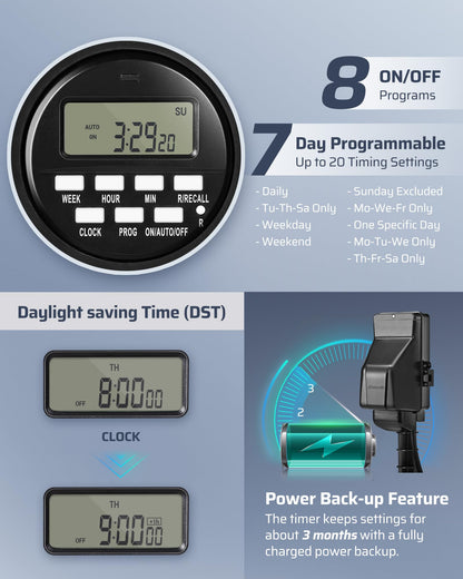 DEWENWILS Outdoor Digital Power Strip Timer, Outdoor Multi Socket Timer, Waterproof 6 Outlet Garden Power Stake, 6ft Cord, for Halloween/Christmas Lights, Yard, Garden, 15A Heavy Duty 🍁 All In One Marketplace Canada