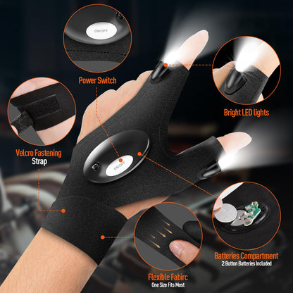 BIIB LED Flashlight Gloves, Christmas Birthday Gifts for Men Light Gloves 🍁 All In One Marketplace Canada
