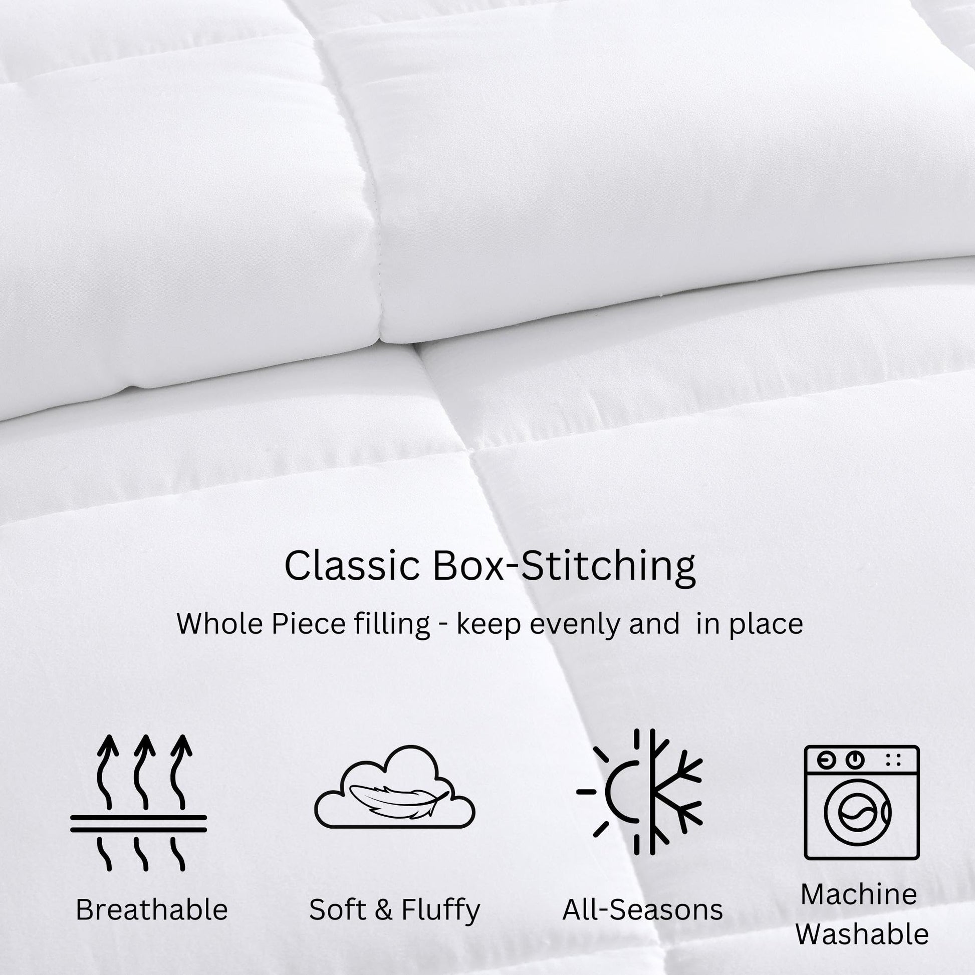 Comforter Twin Size Goose Down Alternative Microfiber Quilted Solid Comforter/Duvet Insert - Ultra Soft Hypoallergenic Bedding - Medium Warmth for All Seasons Twin Comforter - White