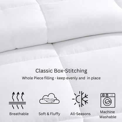 Comforter Twin Size Goose Down Alternative Microfiber Quilted Solid Comforter/Duvet Insert - Ultra Soft Hypoallergenic Bedding - Medium Warmth for All Seasons Twin Comforter - White