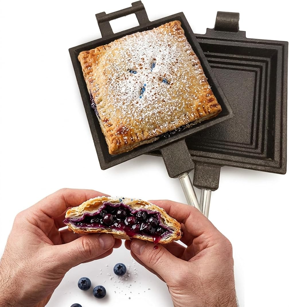 Coghlan's Cast Iron Camp Cooker - Pre-Seasoned Pie Iron Sandwich Maker with Heat-Resistant, Removable Handles, Easy-to-Clean for Toasted Pies, Grilled Sandwiches, and Meats, For Campfire Cooking 🍁 All In One Marketplace Canada