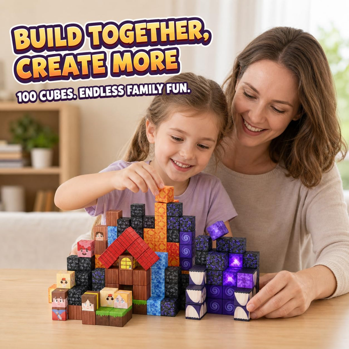 100pcs Magnetic Blocks with LED Lights,Volcano Building Cubes Set, Creative Sensory and STEM Toy for Kids Boys Girls Aged 3 4 5 6 7 8 9 10 11 12, Magnet Tiles Christmas Birthday Gifts for Ages 3+ 🍁 All In One Marketplace Canada