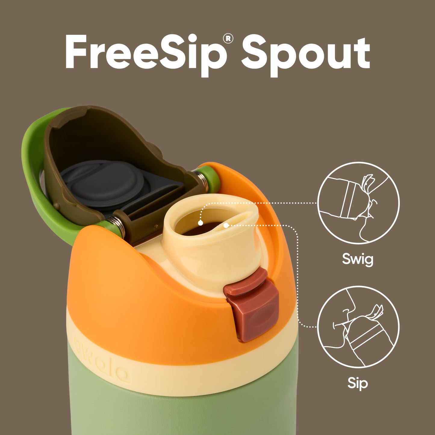 Owala FreeSip Insulated Stainless Steel Water Bottle with Straw for Sports and Travel, BPA-Free, 24-oz, Orange/Green (Camo Cool)