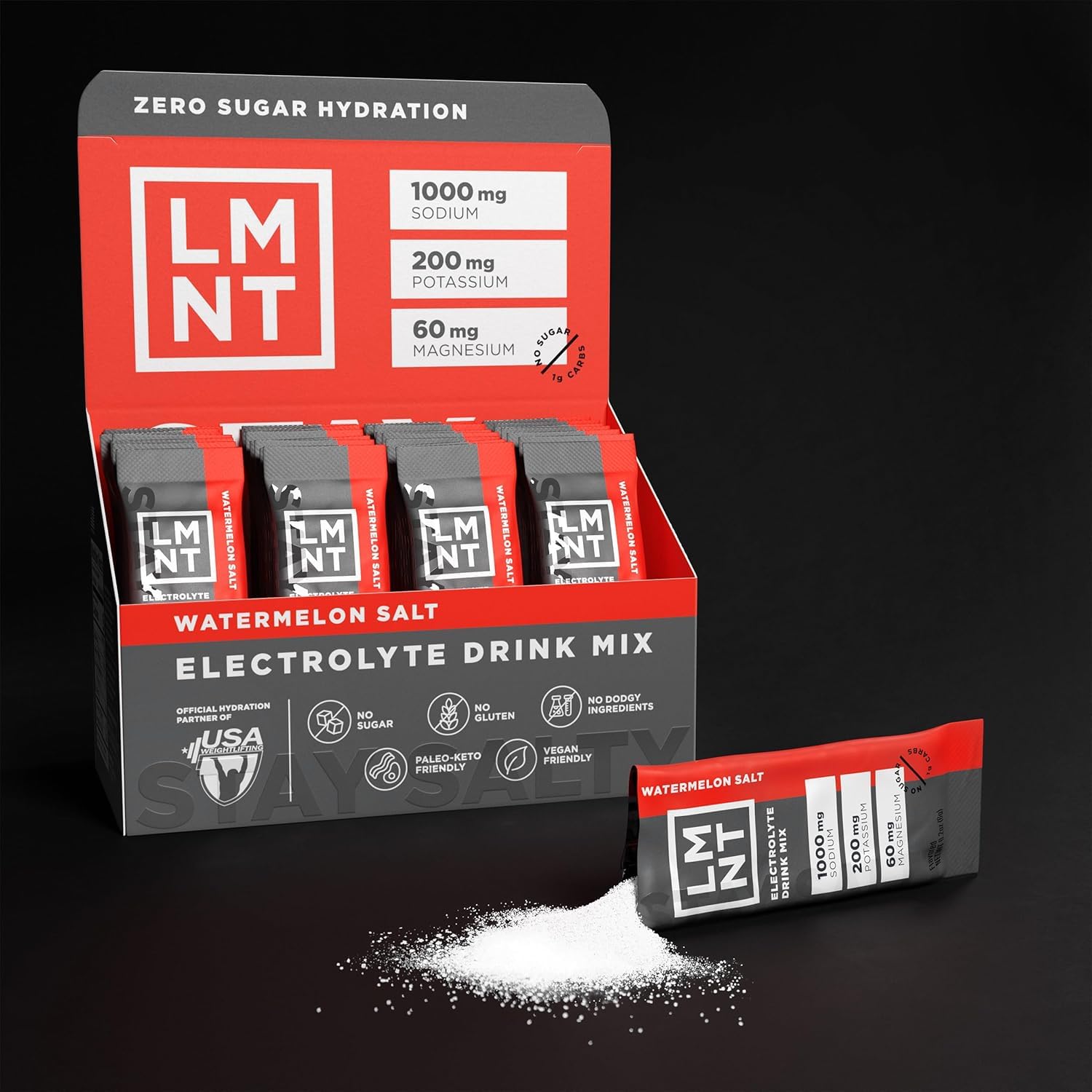 LMNT Keto Electrolyte Powder Packets | Paleo Hydration Powder | No Sugar, No Artificial Ingredients | Watermelon Salt | 30 Stick Packs