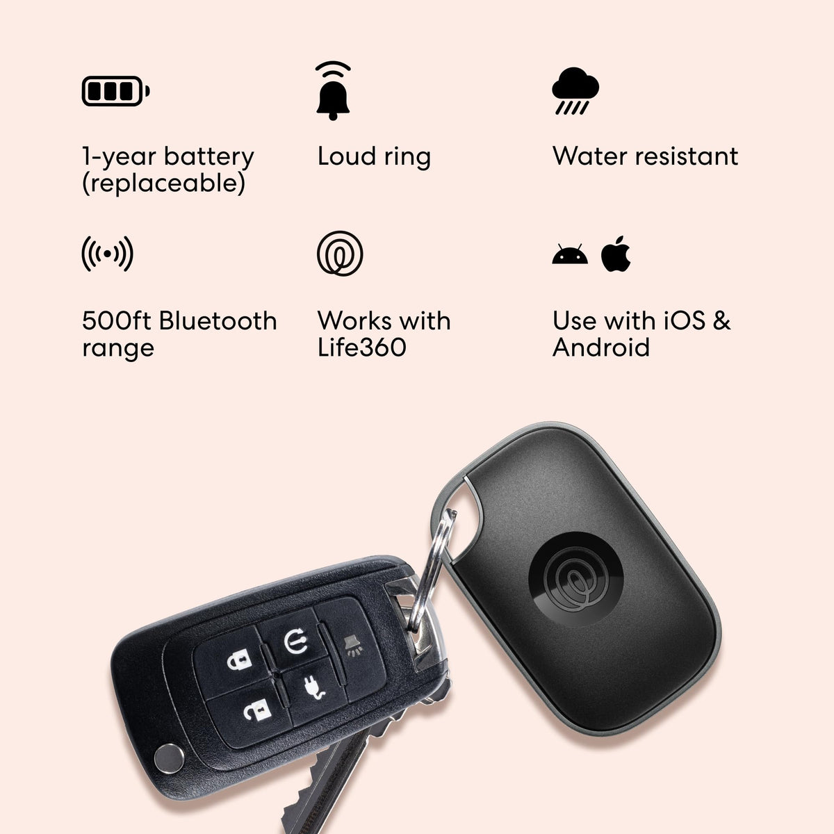 Life360 Tile Pro - Powerful Bluetooth Tracker, Key Finder and Item Locator for Keys, Bags and More. Both iOS and Android Compatible. Phone Finder. 1-Pack (Black)