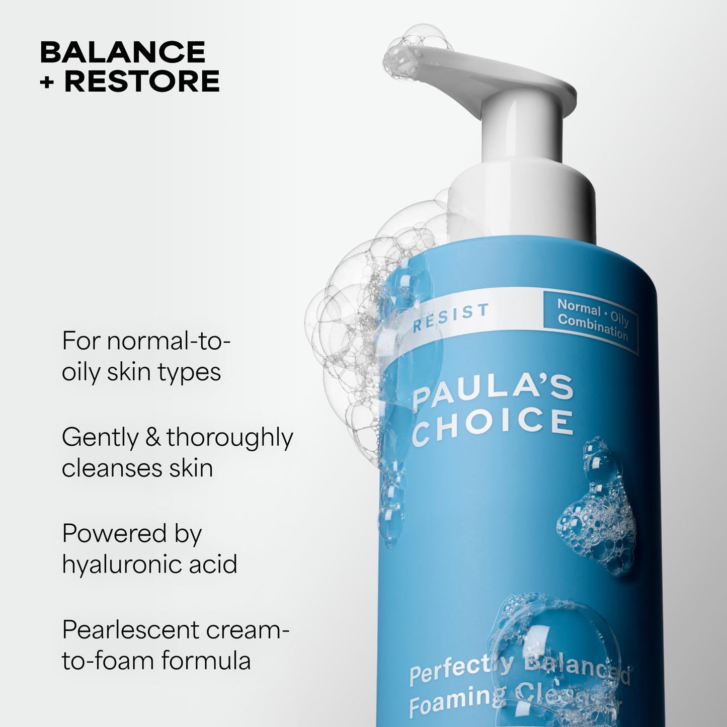 Paula's Choice RESIST Perfectly Balanced Foaming Cleanser, Hyaluronic Acid & Aloe, Anti-Aging Daily Face Wash, for Enlarged Pores & Oily Skin, Fragrance-Free, 190 mL - Available at All In One Marketplace Canada