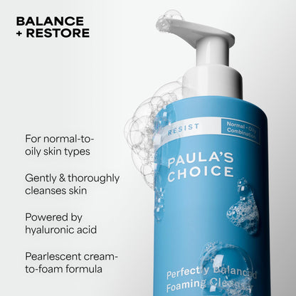 Paula's Choice RESIST Perfectly Balanced Foaming Cleanser, Hyaluronic Acid & Aloe, Anti-Aging Daily Face Wash, for Enlarged Pores & Oily Skin, Fragrance-Free, 190 mL - Available at All In One Marketplace Canada