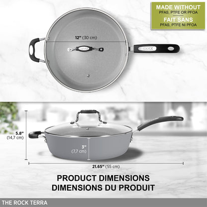 Starfrit The Rock Terra 30cm Ceramic Deep Fry Pan with Lid, PFAS Free Starfrit