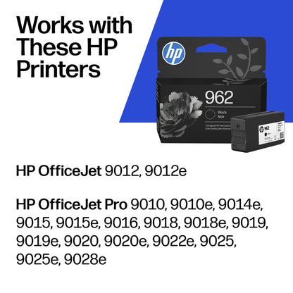 Original HP 962 Black Ink Cartridge | Works with HP OfficeJet 9010 Series, HP OfficeJet Pro 9010, 9020 Series | Eligible for Instant Ink | 3HZ99AN HP