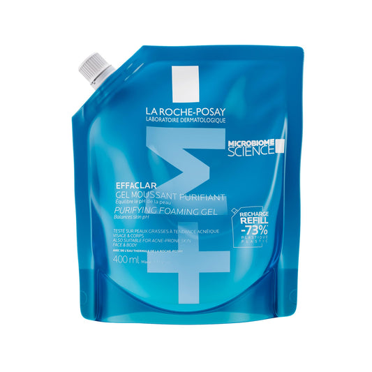 La Roche Posay Face Wash Gel Cleanser Refill, Effaclar Gentle Purifying Foaming Gel for Oily and Sensitive Acne-Prone Skin. Alcohol-free, Soap-Free, Paraben-free, Non-Comedogenic, 400mL