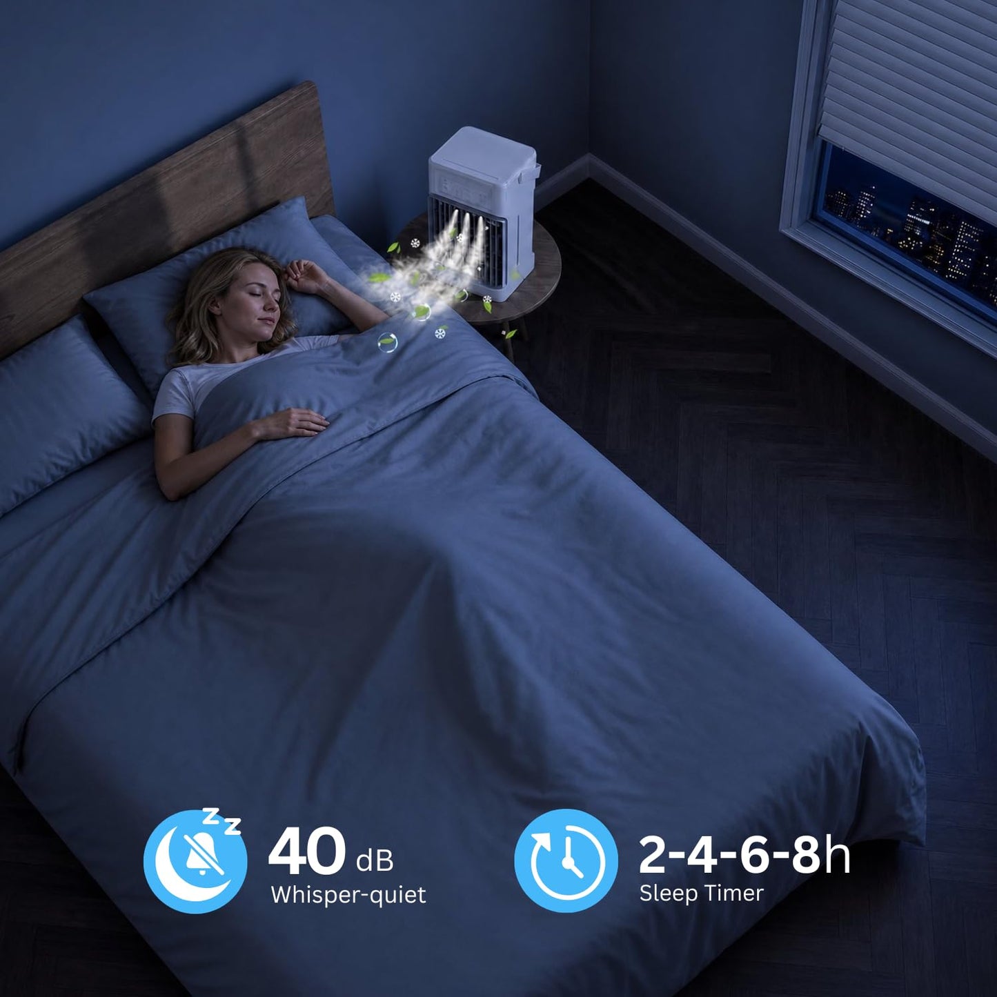 Portable Air Conditioner, 3 Speeds, 3 Mist Settings, 1100ml XL Water Tank, 2~8h Timer, Air Conditioner Portable, Climatiseur Portatif, Personal Small Mini Air Conditioner Cooling Fan for Room Bedroom 🍁 All In One Marketplace Canada