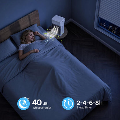Portable Air Conditioner, 3 Speeds, 3 Mist Settings, 1100ml XL Water Tank, 2~8h Timer, Air Conditioner Portable, Climatiseur Portatif, Personal Small Mini Air Conditioner Cooling Fan for Room Bedroom 🍁 All In One Marketplace Canada