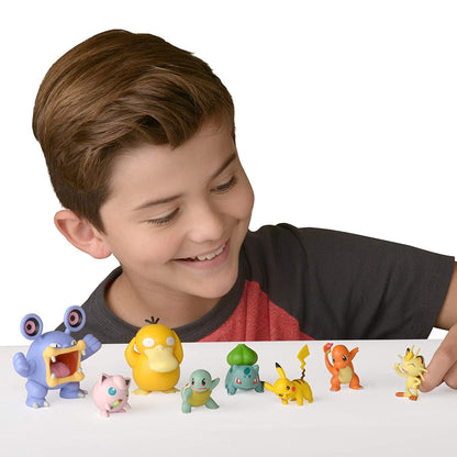 Pokémon Battle Action Figure Multi 8 Pack - Comes with 2” Pikachu, 2” Bulbasaur, 2” Squirtle, 2” Charmander, 2” Meowth, 2" Jigglypuff, 3” Loudred, and 3” Psyduck