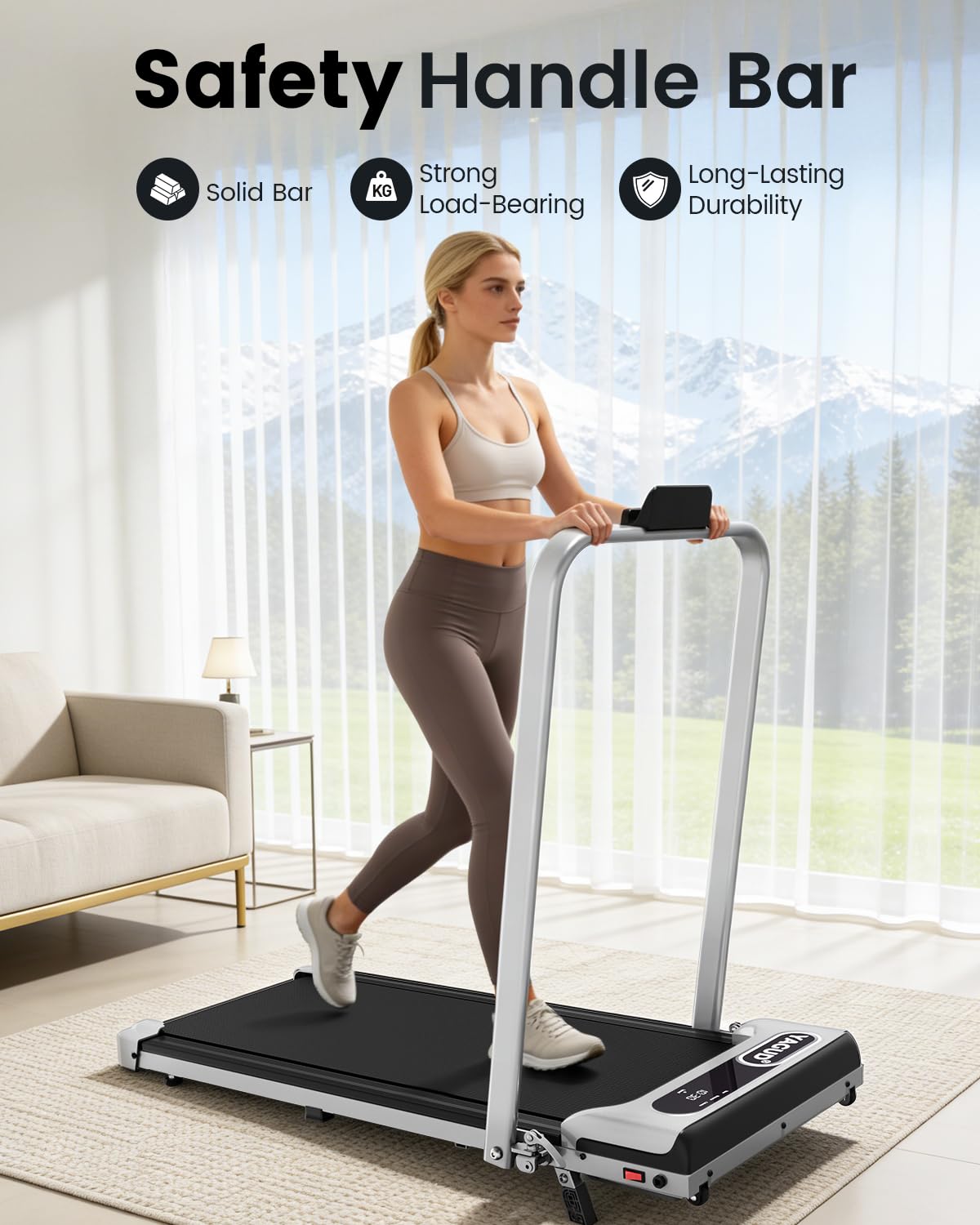 Yagud Walking Pad with 8% Incline, 3 in 1 Treadmill for Home & Office, 2.5HP Under Desk Treadmill with Handle, Portable Treadmill with Remote Control & Led Display, No Installation