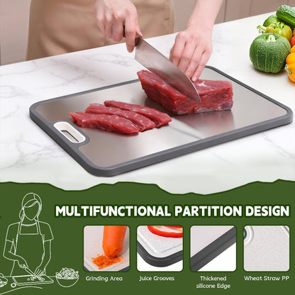 Cutting Board,Titanium Cutting Board, Kitchen Essentials, Cutting Boards for Kitchen, Double Sided Food Grade, Planche a Decouper, Chopping Board and Wheat Straw PP, Easy to Clean Large Size 16”×11” - Available at All In One Marketplace Canada