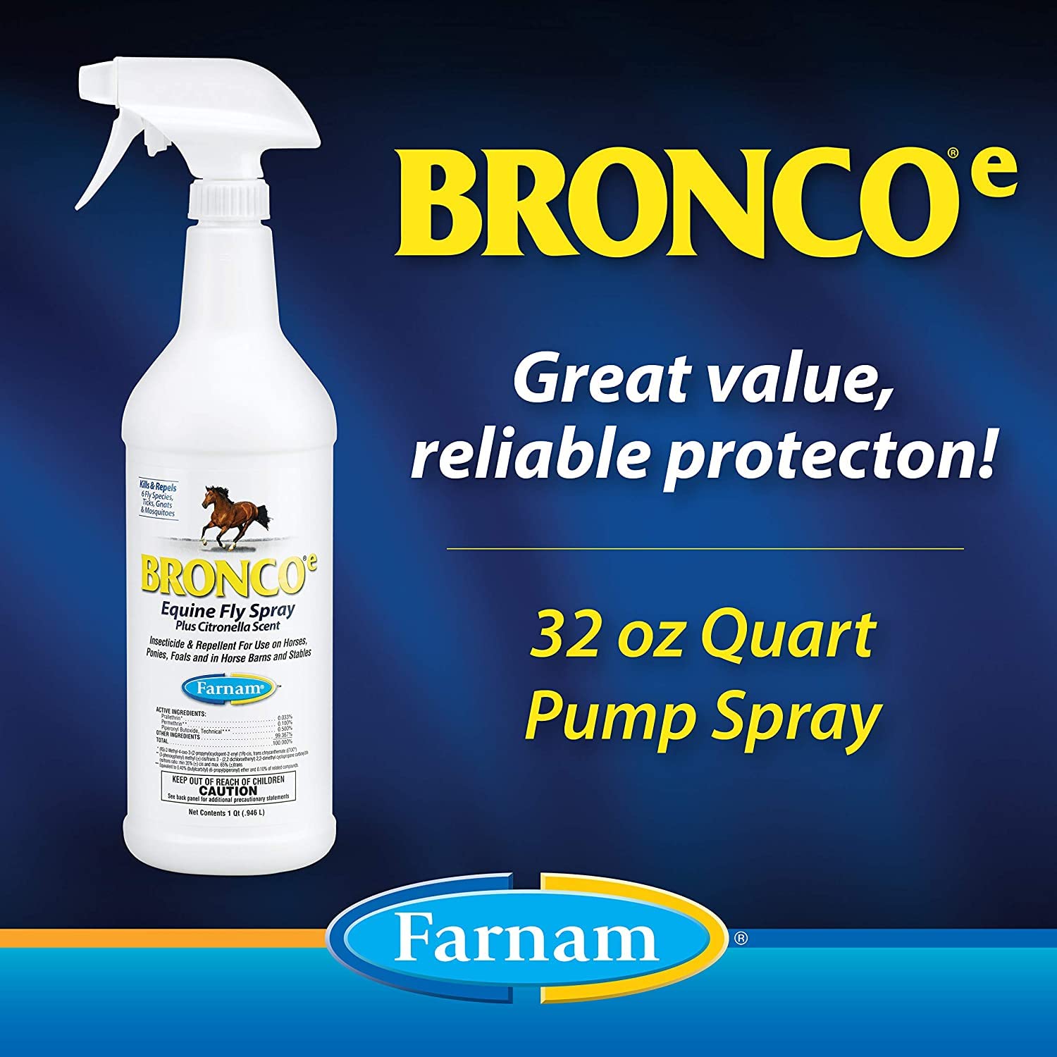 Bronco Water-Base Equine Fly Spray - 946 ml