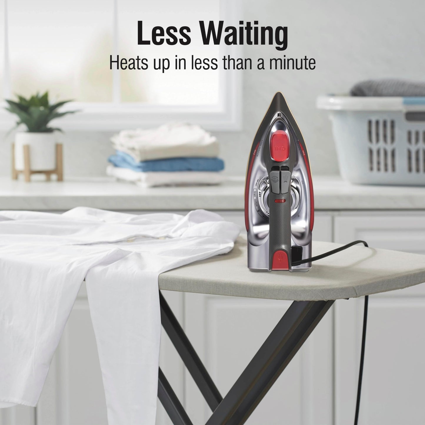 CHI Steam Iron for Clothes with 8’ Retractable Cord, 1700 Watts, 3-Way Auto Shutoff, 400+ Holes, Professional Grade, Temperature Control Dial, Titanium Infused Ceramic Soleplate, Silver (13106) CHI