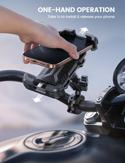 Lamicall Motorcycle Phone Mount Holder - [Dual Vibration Dampener] [720° Adjustment Arm] Motorcycle Cell Phone Holder, Bike Handlebar Phone Mount for iPhone 17 Pro/Air/16/15/14 Pro Max, 4.7-6.7" Phone - Available at All In One Marketplace Canada
