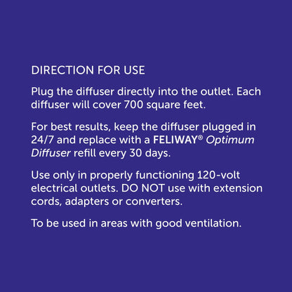 FELIWAY Optimum Diffuser Refill, Promotes Calmness AND Harmony in Cats & Kittens, VHP Registered NN.P5V2, includes 1 Refill, Lasts 30 Days, Cat Calming Pheromones, 48ml