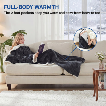 Sealy Wearable Electric Blanket with Foot Pocket, 50"x70"+18", Dark Grey 🍁 All In One Marketplace Canada