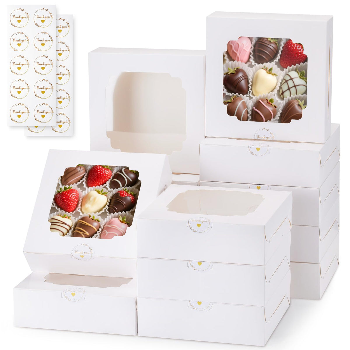 YODYZJ Cookie Boxes with Window, Pack of 20, 8x8x2.5 Inches 🍁 All In One Marketplace Canada
