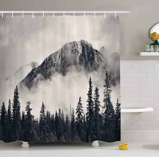 Mantto Canadian Smoky Mountain Cliff Outdoor Idyllic Photo Art Shower Curtain, National Parks Home Decor Curtain, Waterproof Polyester Fabric Bathroom Shower Curtain with Hooks 72" x 72" - Available at All In One Marketplace Canada