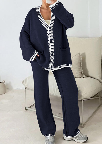 PRETTYGARDEN Women's Fall 2 Piece Knit Sweater Lounge Set(Navy,M) 🍁 All In One Marketplace Canada