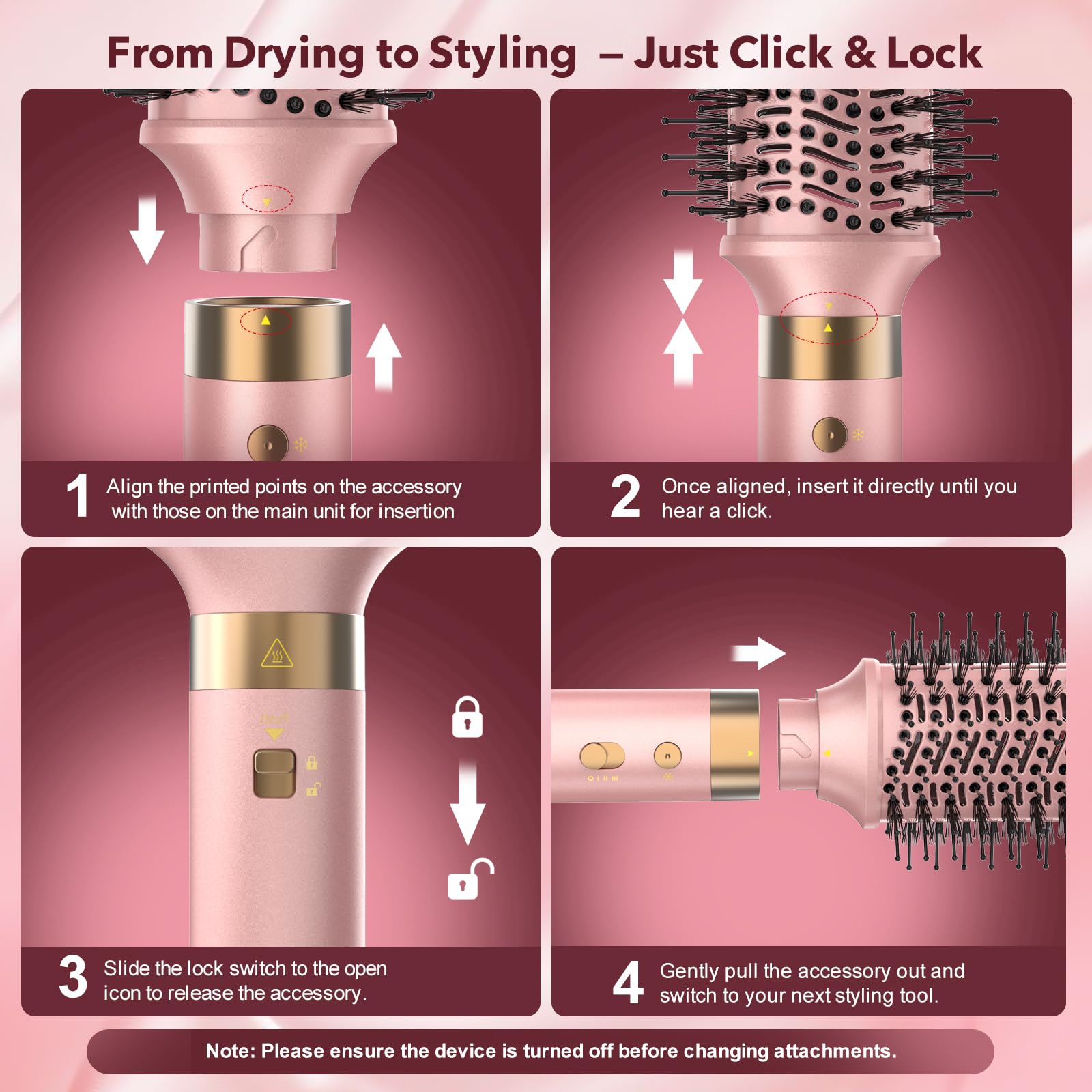 Mythsight StyleVibe 6-in-1 Air Styler, Hair Dryer & Blow Dryer Brush with Auto Wrap Curl L/R, Fast Drying, Smooth Blowouts, Root-Lift Volume, No Heat Damage Frizz-Free Thermal Brush with Travel Bag StyleVibe