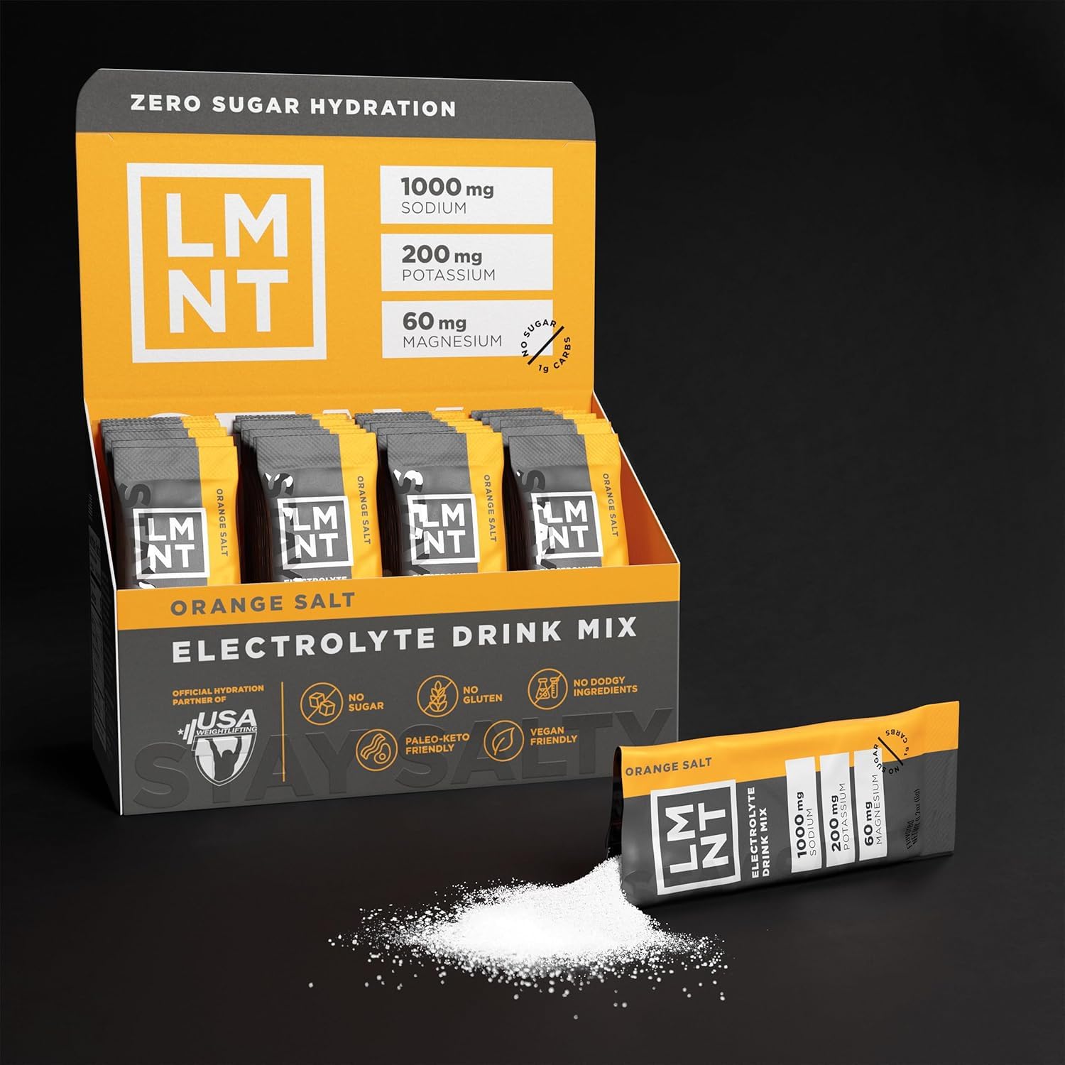 LMNT Electrolyte Drink Mix | Hydration Powder | Keto & Paleo | No Sugar, No Artificial Ingredients | 30 Stick Packs (Orange Salt)