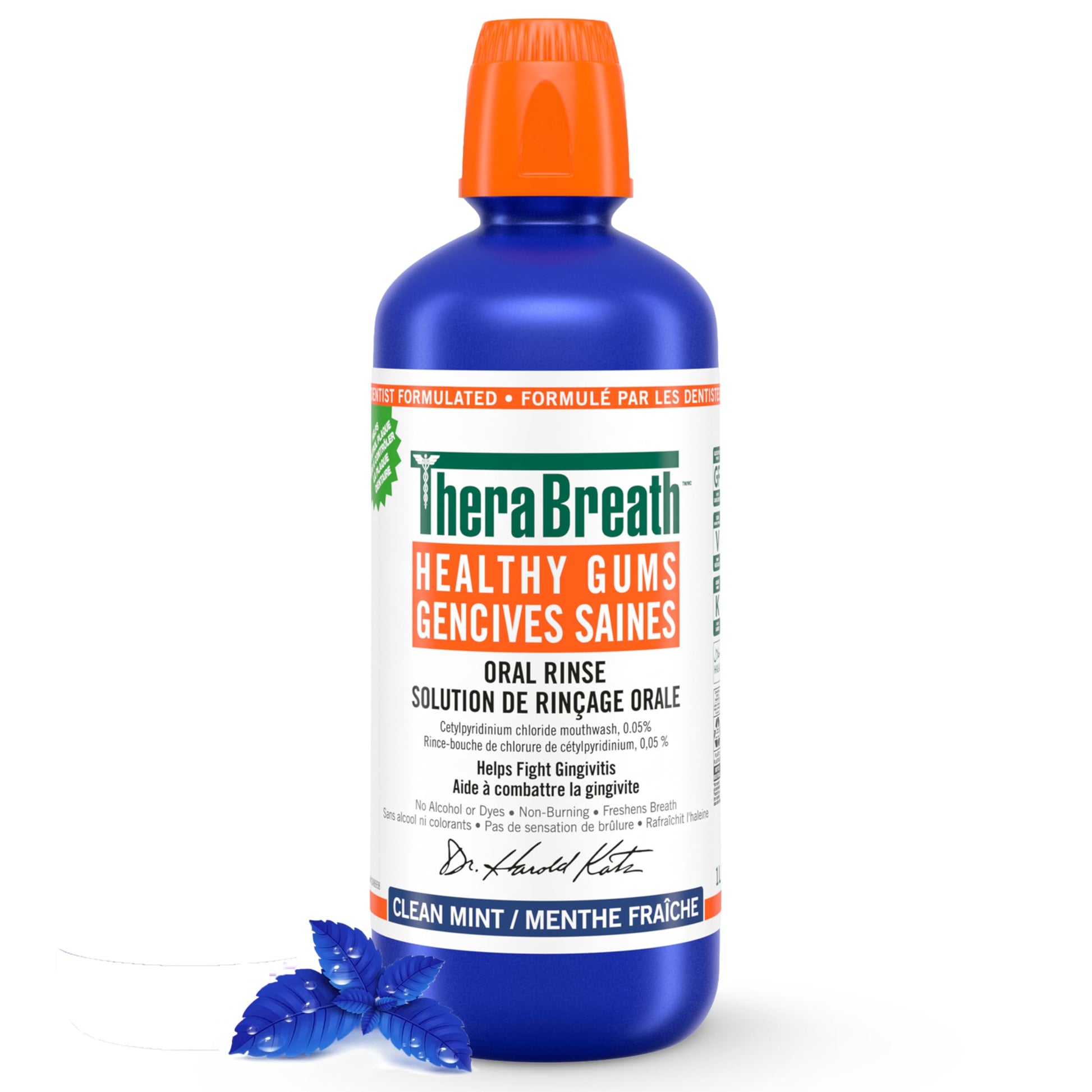 TheraBreath Healthy Gums Oral Rinse, Helps Fight Gingivitis. Alcohol-Free & Dye-Free Mouthwash, Certified Vegan, Halal, Kosher & Gluten-Free, Clean Mint, 1L (Pack of 1)