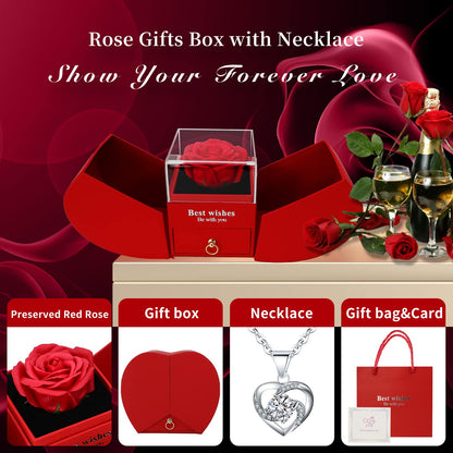 YJYJHOPE Valentines Day Birthday Gift for Women Girlfriend Wife Her, Preserved Rose with I Love You 925 Sterling Silver Necklace, Gifts Ideas for Christmas Anniversary Thanksgiving 🍁 All In One Marketplace Canada