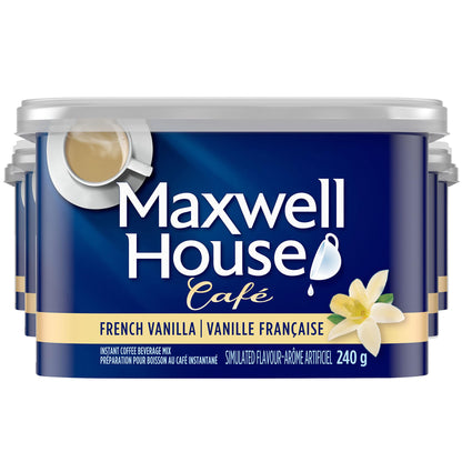 Maxwell House Café French Vanilla Flavoured Instant Coffee Beverage Mix – 8 Pack, 240g Canisters