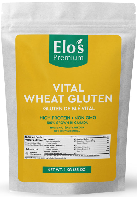 Elo's Premium Vital Wheat Gluten - 1kg (2.2lb) Canadian-Grown High Protein Flour