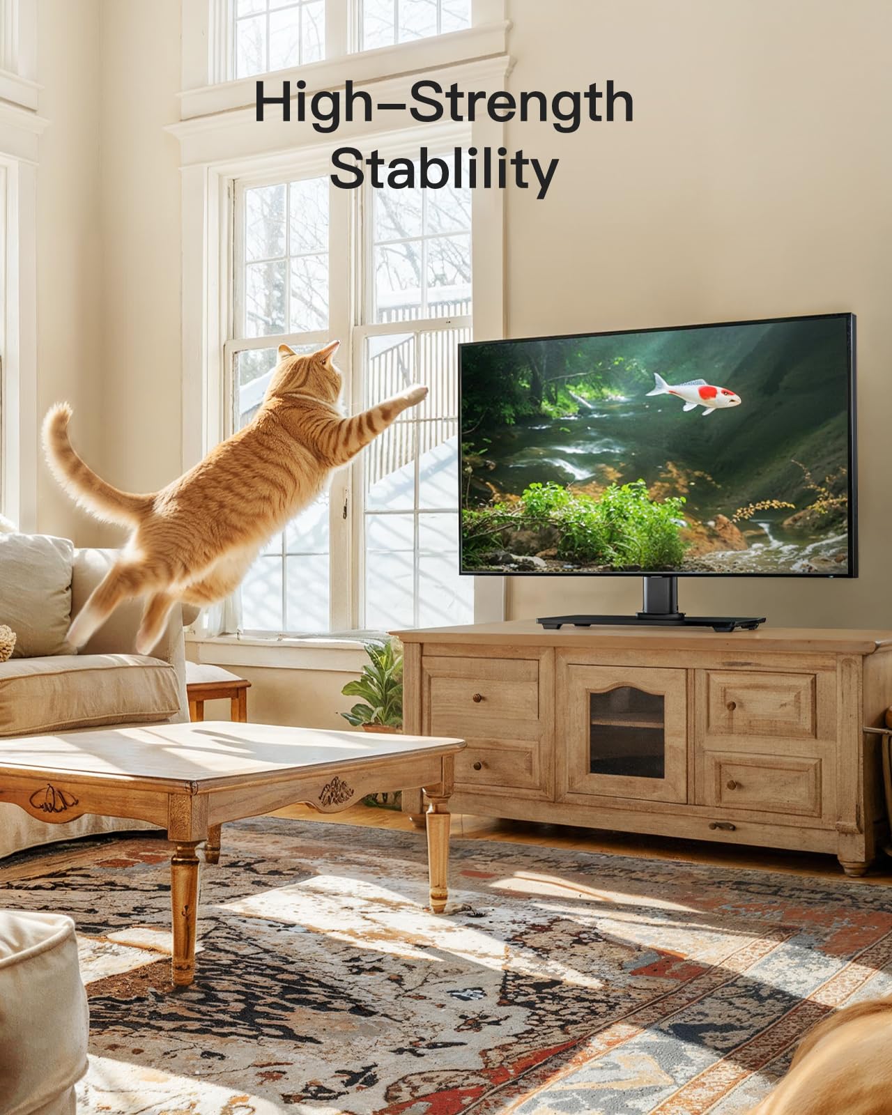 PERLESMITH Universal TV Stand Legs for 32-70 inch TVs, Table Top TV Stand up to 99 lbs, Height Adjustable Television TV Mount, Universal TV Base for Livingroom & Bedroom, VESA 400x400mm PSTVS04
