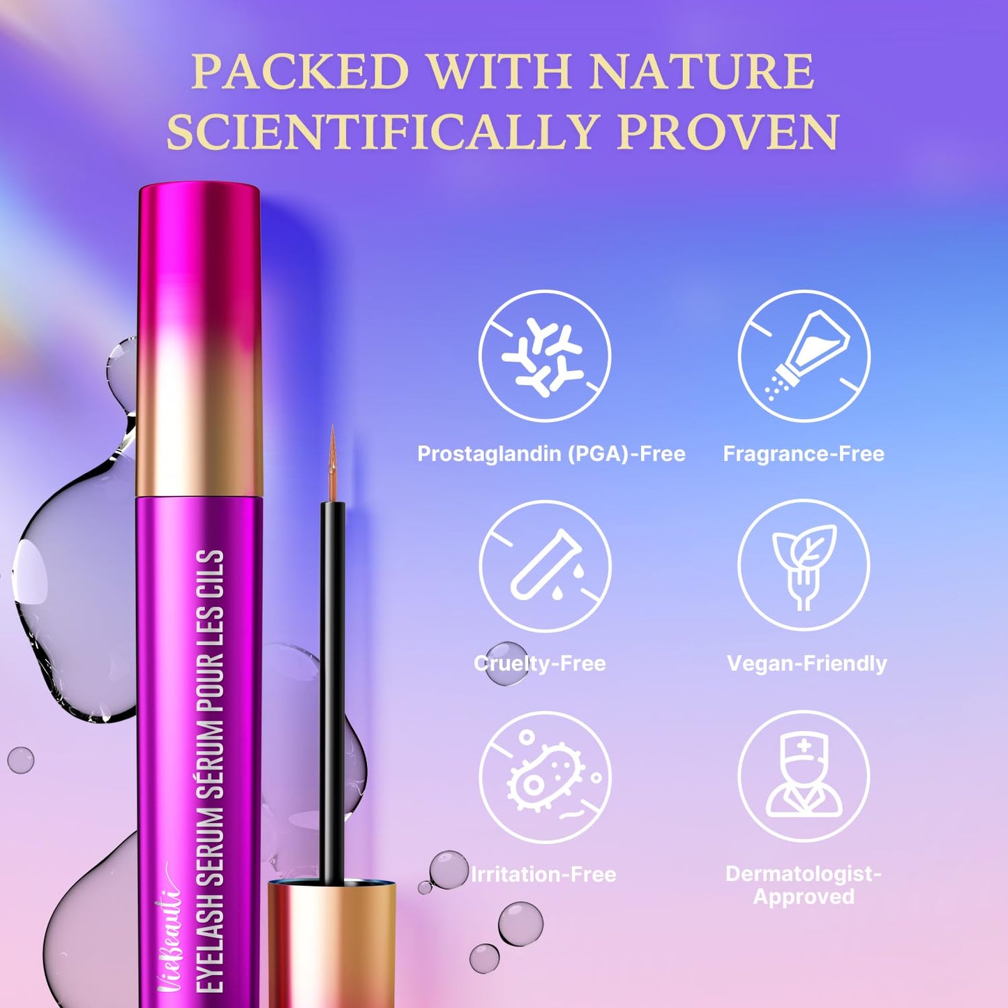 Premium Eyelash Serum and Eyebrow Enhancer by VieBeauti, Lash boost Serum for Fuller and Thicker Lashes & Brows (3ML) - Available at All In One Marketplace Canada